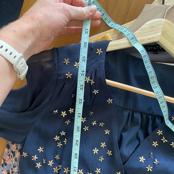 French Connection Navy Star Sequin Long Sleeve Sheer Dress - Picture 16 of 16